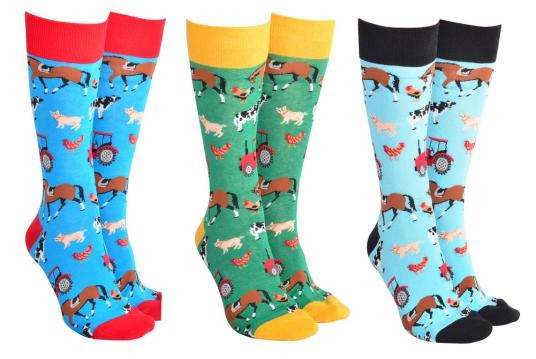 Sock Society Farmyard socks in three colourways