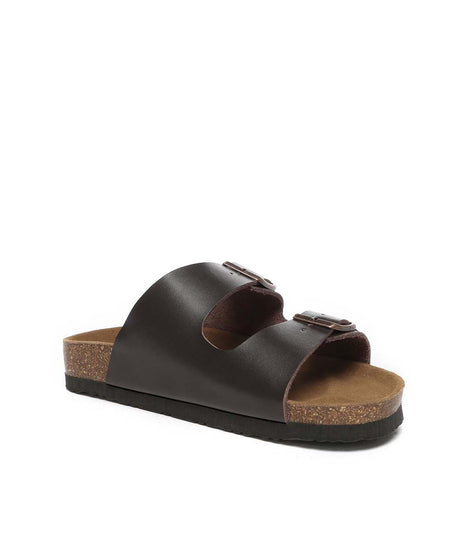 Men's Hampton Sandal in Chocolate - leather slide sandal