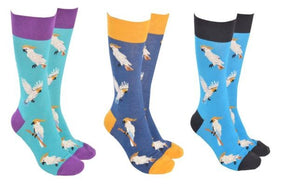 Sock Society Cockatoo socks in three colourways