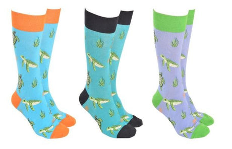 Sock Society Sea Turtle socks in three colourways