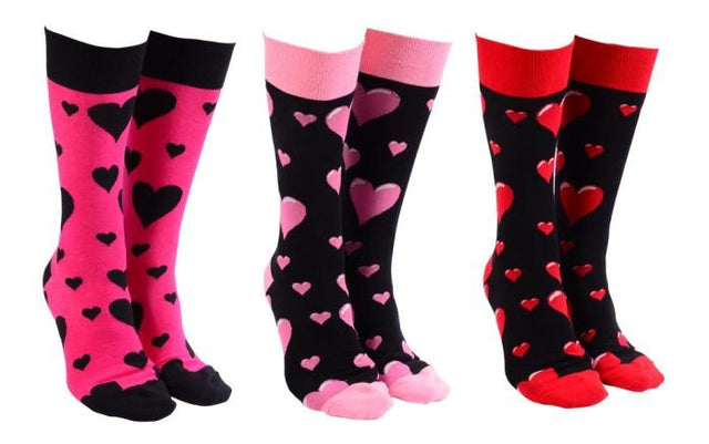 Sock Society Love Hearts socks in three colourways