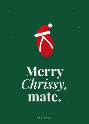 Merry Chrissy, mate greeting card with a thong in a Santa hat